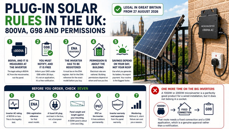 Plug-In Solar Rules in the UK: 800VA, G98 and Permissions
