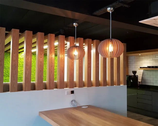 LED Linear Fitting installed between wood beams
