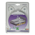 LED Digital Bed-lighting Sensor Strips double pack in retail packaging showing two motion-activated controllers and product f