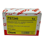 PST240 surge protector device Class II 1P+N 40kA in yellow and red packaging by GAVE Electro.