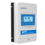 Epever XTRA2210N MPPT solar charge controller with blue LCD display showing 13.8V battery voltage, control buttons, and mount