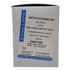 Kraus & Naimer switch-disconnector product packaging box with specifications label visible.