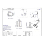 Technical blueprint showing double adjustable roof hook assembly with three component parts, dimensions, tolerances, and 3D a