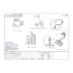Technical engineering drawing showing three metal components and assembly instructions for a double adjustable roof hook moun