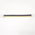 Multicolored ribbon cable with white connectors on each end, showing individual colored wires for RGB and CCT LED strip conne