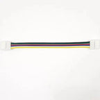Multicolored ribbon cable with white connectors on each end, showing individual colored wires for RGB and CCT LED strip conne