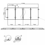 Technical dimension diagram showing rail-less solar panel mounting kit specifications and cross-section details with measurem