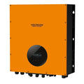 Voltacon Energy Systems orange and black hybrid solar inverter with digital display panel and multiple connection ports at ba