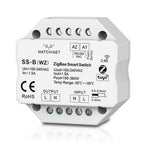 White octagonal Zigbee smart switch module labeled SS-B(WZ) with terminal screws and 2.4G wireless connectivity indicator.