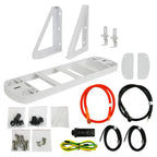 Pylontech Pelio-L battery wall mount installation kit components laid out, including brackets, cables, hardware, and fastener