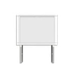 Wall-mounted whiteboard display with two vertical support legs and horizontal mounting bracket.