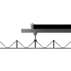 Solar panel mounting kit installation diagram showing adjustable clamps and cable supports attached to corrugated roof surfac