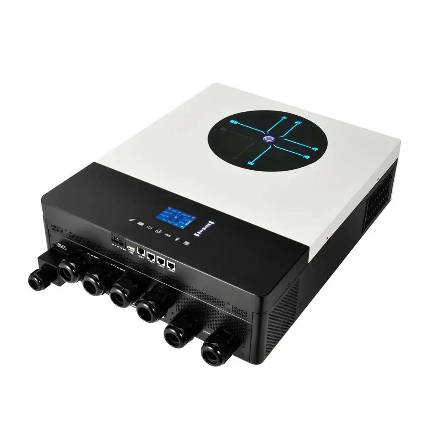 Conversol 11kW Ultra-Max off-grid inverter with white top panel displaying blue circular interface and black lower section wi
