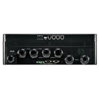 Front panel of black rack-mounted inverter showing multiple AC input/output connectors, parallel connection ports, battery te