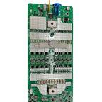 Pylontech US5000 BMS replacement circuit board with green PCB, white connectors, metal heat sinks, and blue capacitor.