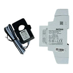 Eastron SDM120CTM single phase energy meter with split-core current transformer clamp, shown with product packaging and speci