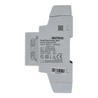 Eastron SDM120CTM single phase energy meter mounted on DIN rail, showing technical specifications and QR code label.