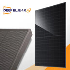 Deep Blue 4.0 Pro solar panels displayed at angle showing black monocrystalline surface and silver frame detail.