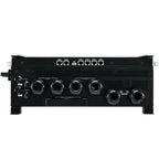 Rear panel of black 11kW solar inverter showing six circular connector ports, two power input terminals, AC input/output sock