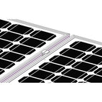 Adjustable middle clamp mounted on solar panel rails, isometric installation diagram showing clamp positioning between two pa
