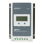 Epever Tracer MPPT solar charge controller with LCD display, two blue buttons labeled SELECT and ENTER, and six green termina