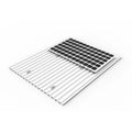 White aluminum mounting rails with black solar panel attachment clamps, angled product view.
