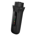 Black cylindrical WiFi data logger with ribbed top cap, reset button, and status indicator lights for NET, COM, and PWR.