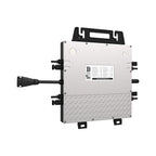 Voltacon BYM1000 1000W solar micro inverter, showing front and side view with carrying handle, cable connectors, and specific