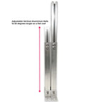 Adjustable vertical aluminium rails for solar panel mounting on flat roofs, angled 15-30 degrees, with mounting brackets and 