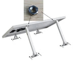 Adjustable tilt solar panel mounting kit with aluminum frame and brackets on flat roof, inset shows hexagonal bolt fastener d