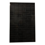 Black rectangular solar panel with vertical ribbed surface texture and horizontal divisions, shown against white background.