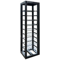 Black Pylontech server rack cabinet with 10 horizontal shelves, empty frame shown against white background.