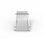 Adjustable solar panel mounting bracket with aluminum frame and hardware, tilted at angle, shown on white background.