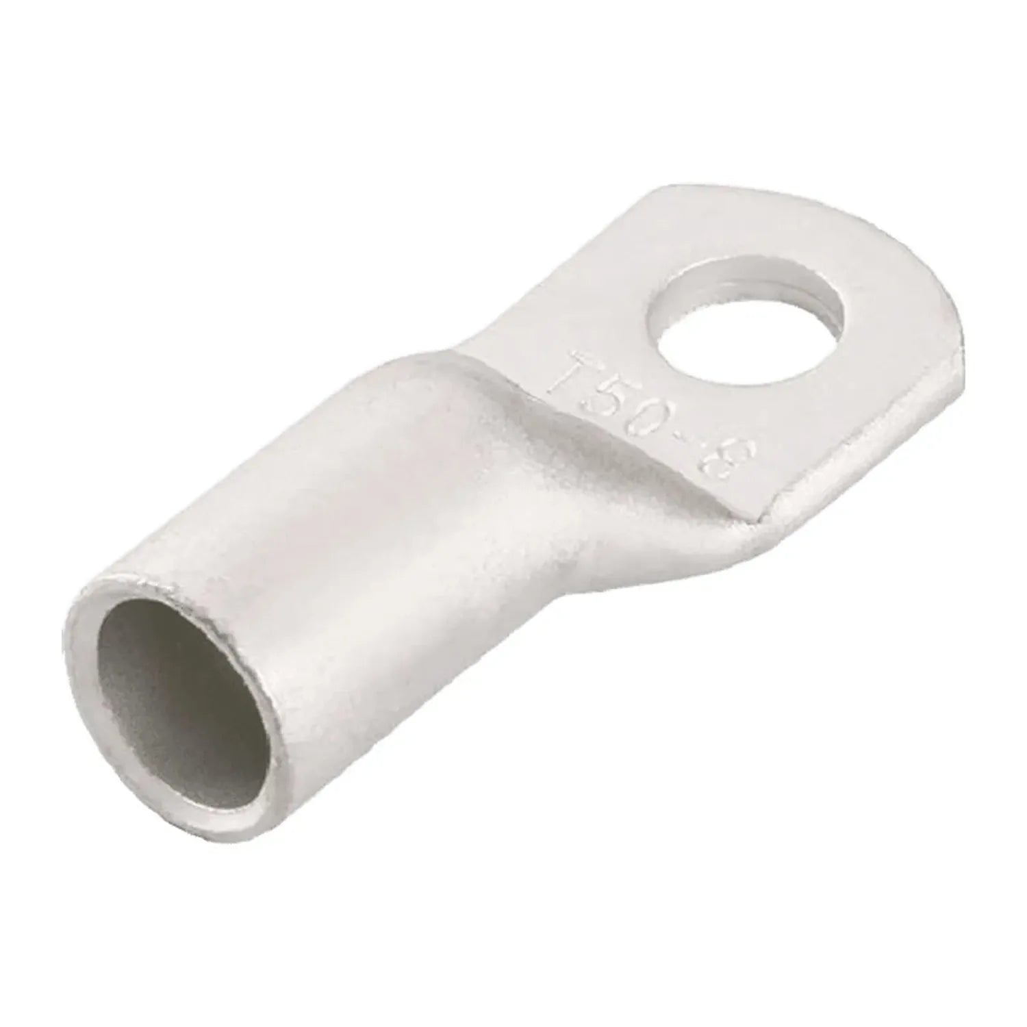 White copper cable lug with M10 bolt hole and 150-95 marking, product shown against white background.