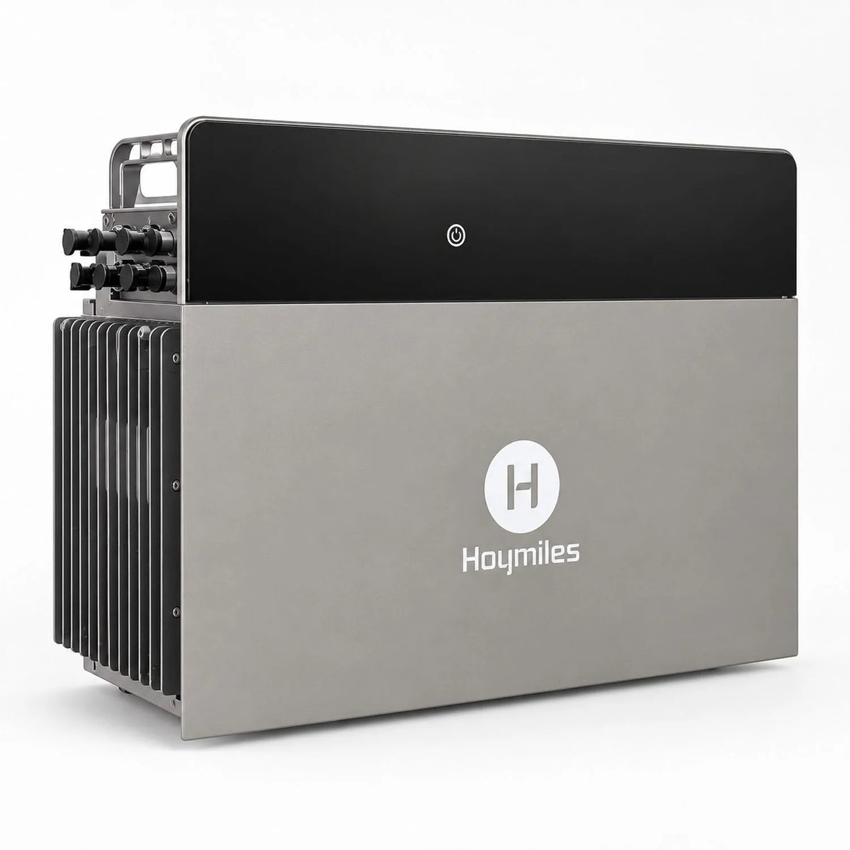 Hoymiles HiBattery 4020 X lithium battery storage unit with integrated microinverter, featuring gray lower panel with logo an