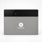 Hoymiles HiBattery 4020 X battery storage unit, gray and black rectangular device with white logo and power button.