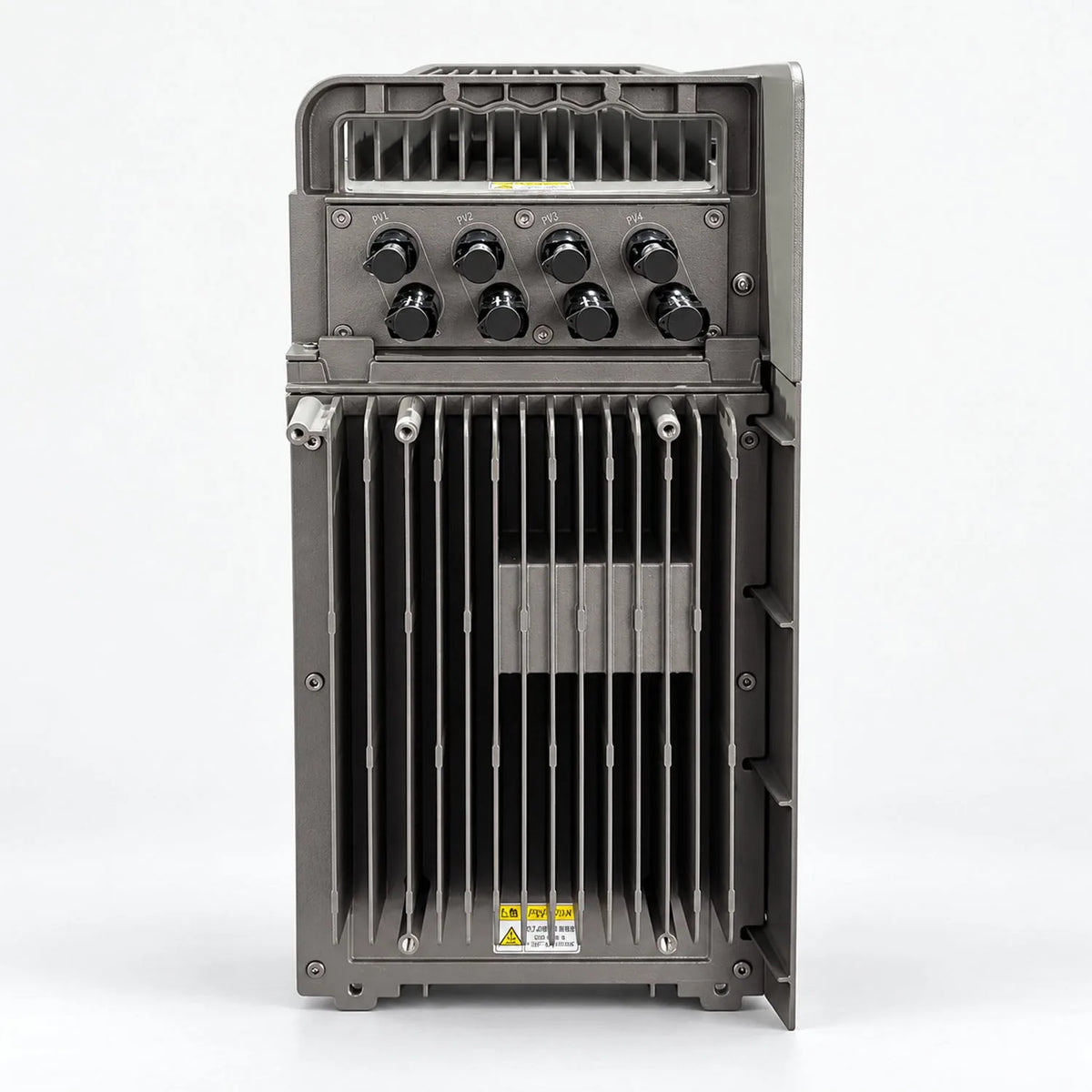 Hoymiles HiBattery 4020 X lithium battery storage unit with microinverter, front view showing control panel with eight knobs 