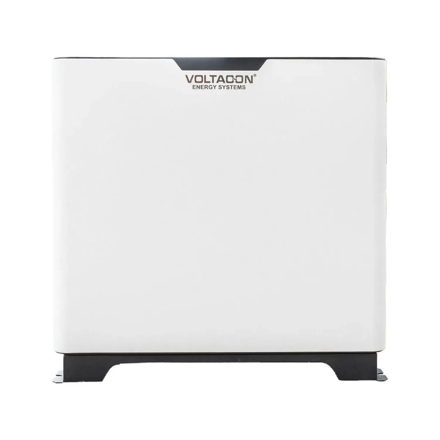 Voltacon Energy Systems white and black rectangular power cabinet viewed from front.
