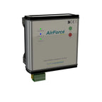 AirForce wind turbine controller battery unit with status indicator lights and start/stop buttons, front product view.