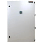 White metal cabinet with digital display panel, Voltacon label, and black handles mounted on right edge.
