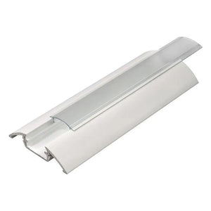 LED aluminum profile floor extrusion with frosted diffuser cover, 2-meter length, isometric product view.