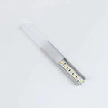 Aluminium LED profile U channel with integrated white diffuser cover and yellow LED chips mounted on white PCB, shown at angl