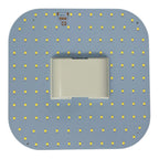 LED 2D lamp PCB assembly showing square blue circuit board with yellow LED chips arranged in grid pattern and central compone