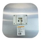 Back view of Ledison 101004 LED lamp showing silver metal base with white junction box and electrical specifications label.