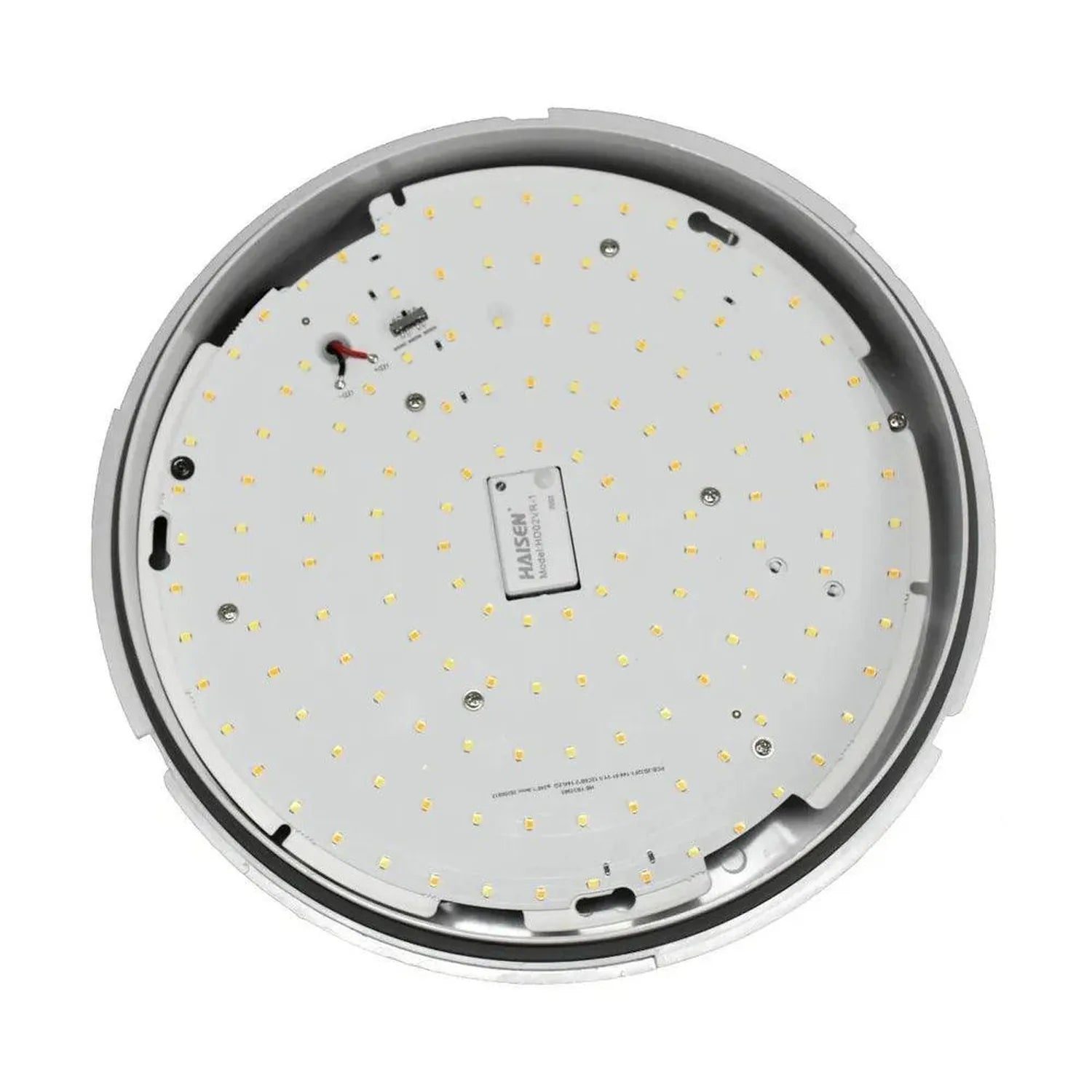 LED gear tray retrofit showing interior circuit board with yellow LED chips and Halssen electronic components, viewed from ab