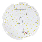 Circular LED circuit board with 168 yellow-white LEDs arranged in concentric rings, mounting holes, and central connector ter