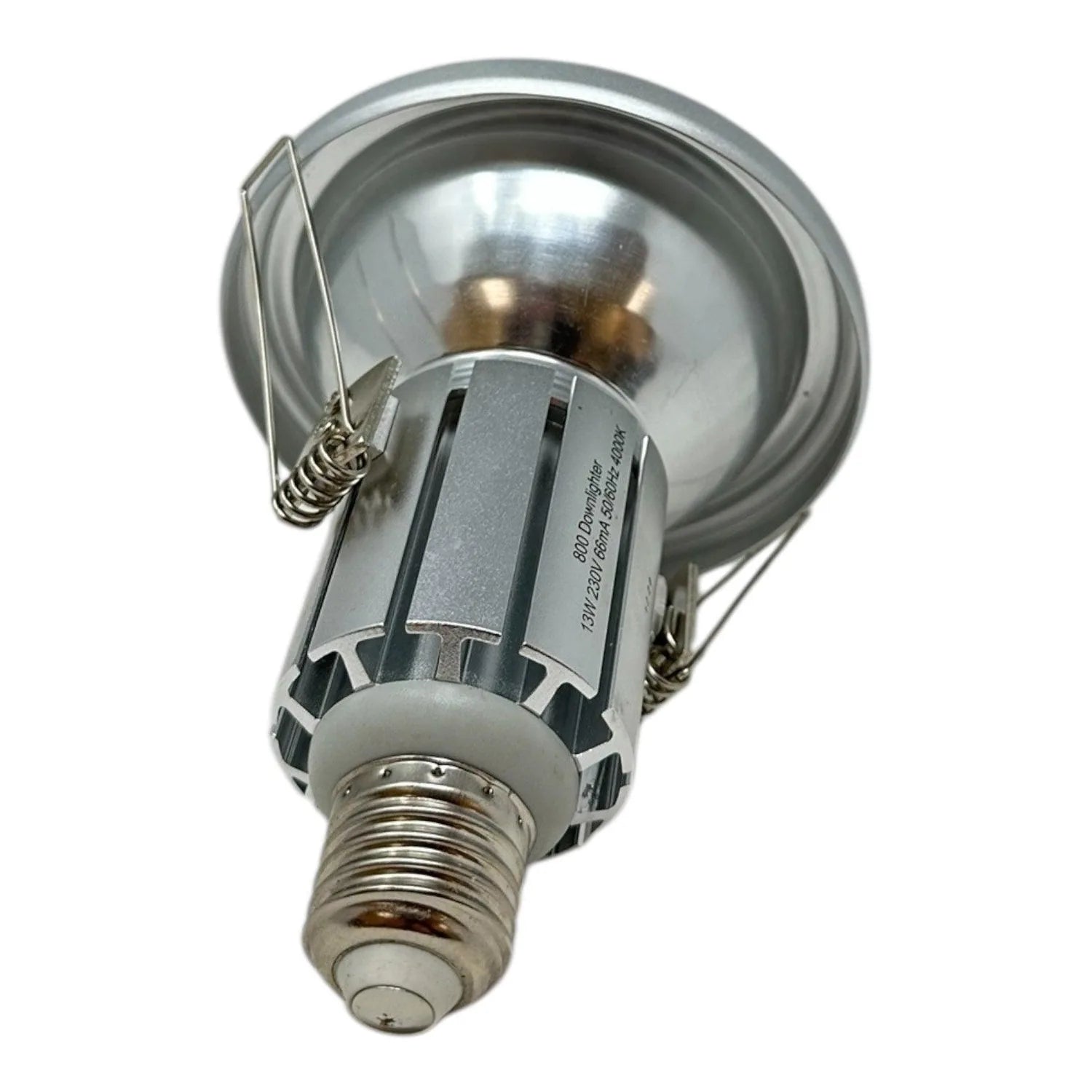 Pharox 800 PAR38 LED bulb with E27 base shown against white background, displaying silver reflector dome and gray heat sink b