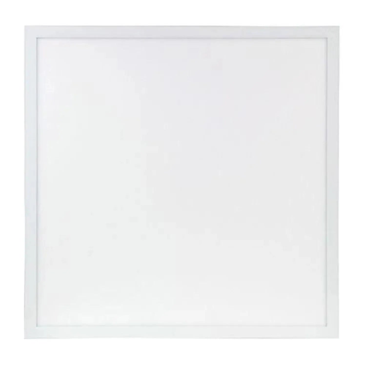 White square LED panel light with recessed frame, front view product shot.