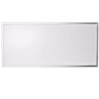 Rectangular LED panel light with silver frame on white background, shown as product shot against plain surface.
