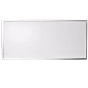 Rectangular LED panel light with silver frame on white background, shown as product shot against plain surface.